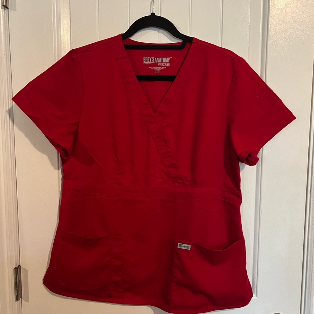 Greys anatomy red scrub top